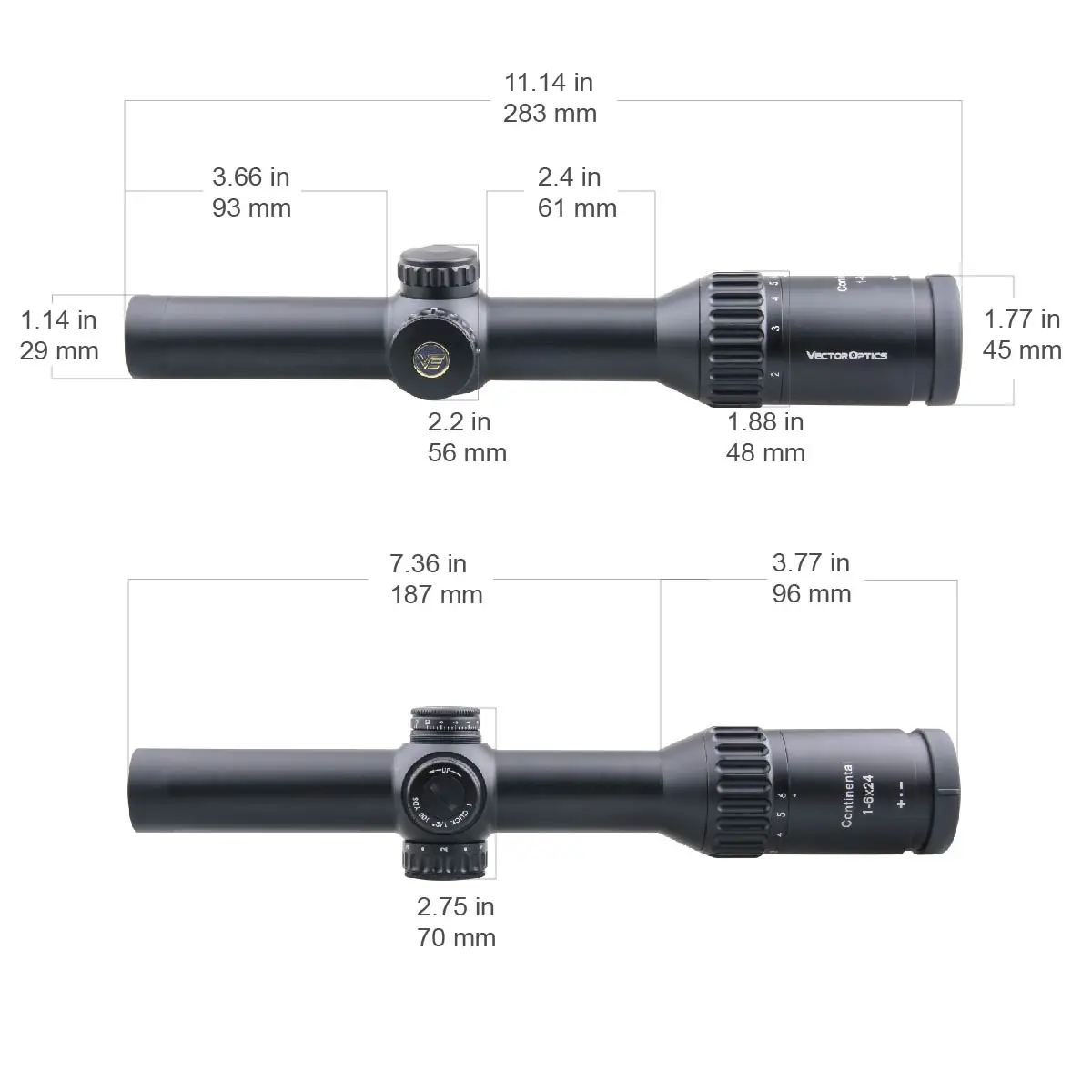 Vector Optics Continental x6 1-6x24 SFP LPVO Riflescope, Dispersão