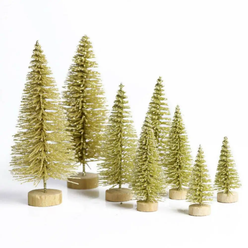 8Pcs Mini Christmas Trees Snowy Pine Xmas Party Ornament Holiday Decoration