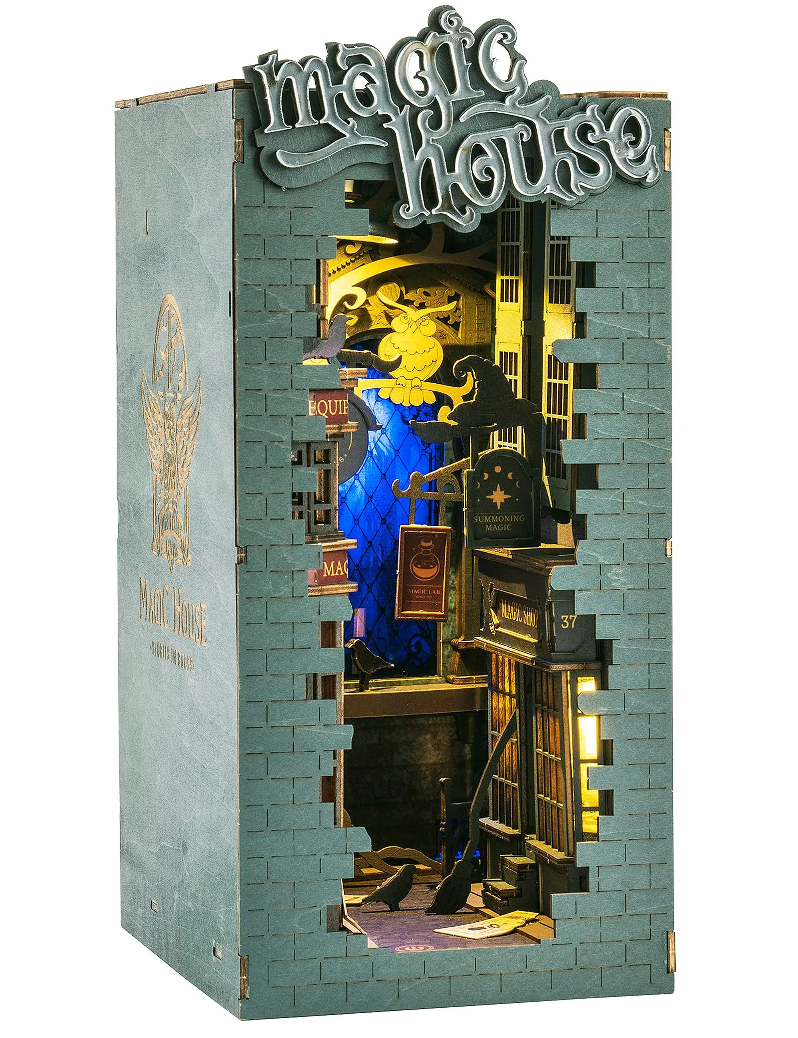 DIY Book Nook Kit Puzzle 3D Legno Con LED - Miniatura Caffè Per Scaffali Libri - Foto 3