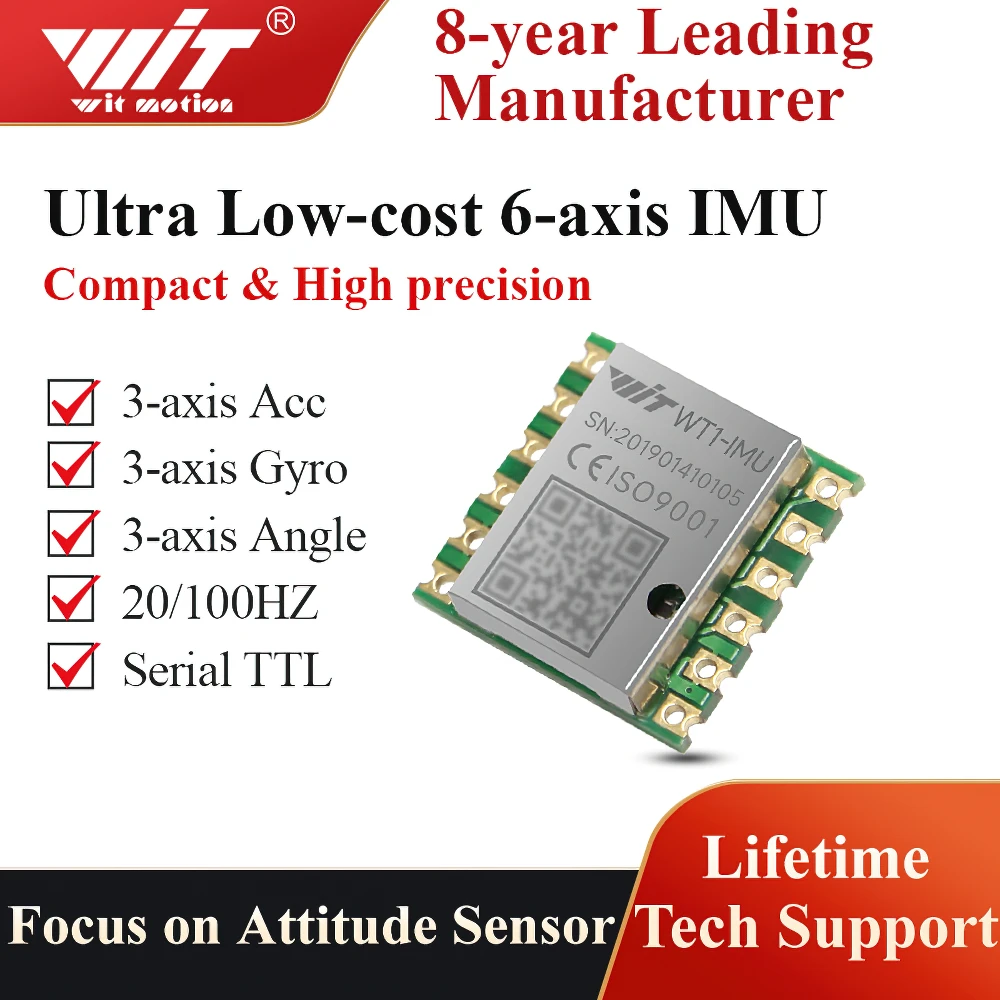 WitMotion WT1-IMU Ultra низкая цена ICM42607 6-осевой Инклинометр Высокая точность Acc + гироскоп + угол (XY 0,2 °) с фильтром Kalman