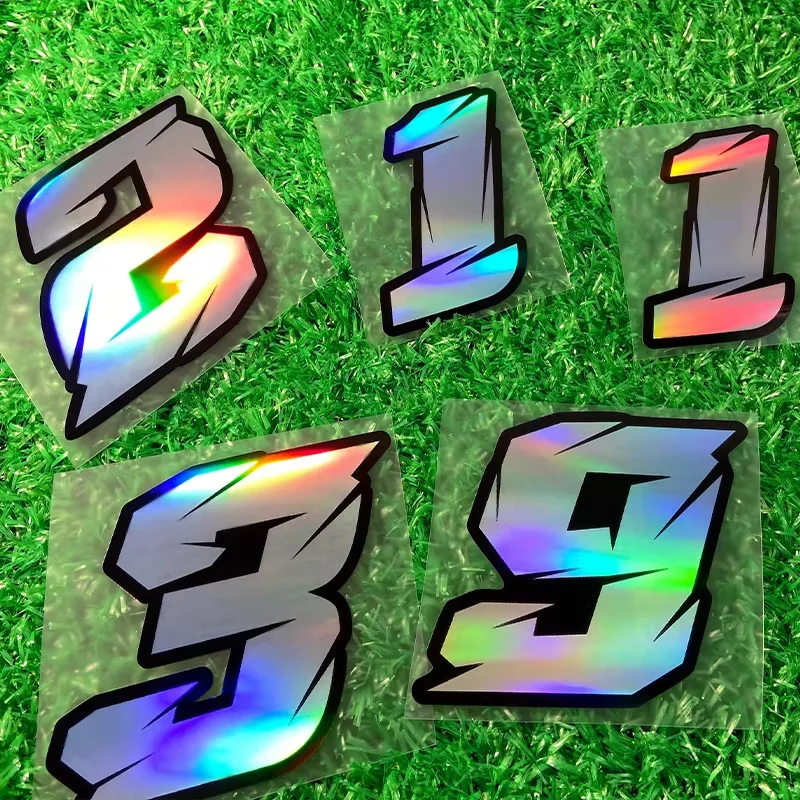 Laser 0123456789 Number Motorcycle Stickers Waterproof Motorbike Fuel Tank Side Panels Bicycle Decoration Vinyl Decals