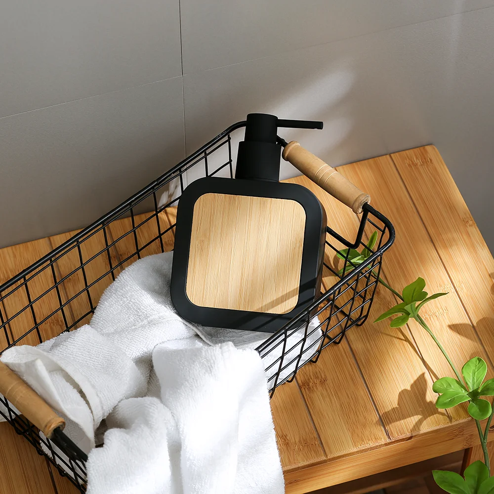 Soap Dispenser Bamboo Decoration Rust-Resistant Pump Bathroom Hand Soap Kitchen Dish