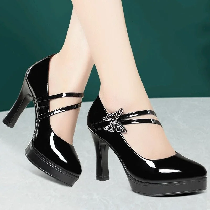 【INCHANT ME】Simple Stiletto Flat Shoes CHIKO Matilda Pointy Toe Block Heels T-Strap Shoes