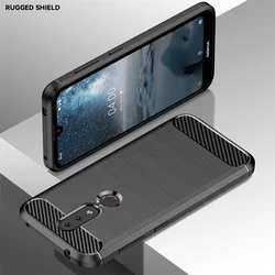 Carbon Brushed Anti - Shock Flexible TPU Gel Case - Sleek Rubber Design for Nokia 4.2 (Black)
