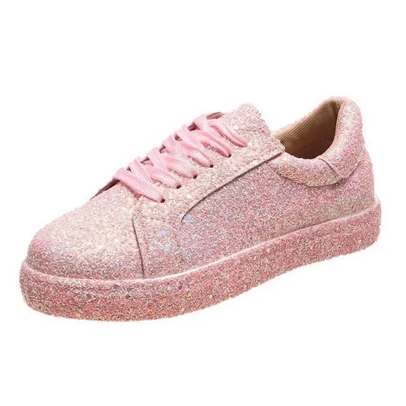 Spring and Autumn Big Size New Flat Casual Glitter Lace-up Low Top Sports Shoes Women Shoes Zapatos De Mujer Sneakers 4