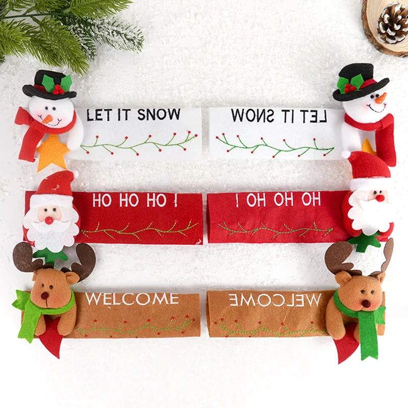 

Christmas Refrigerator Bracelet Santa Claus Snowman Elk Fridge Handle Cover For Home 2024 Xmas New Year Mall Door Handle Decor