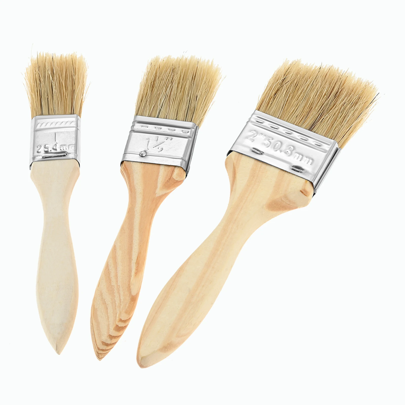 3pcs Chip Paint Brushes Wooden Handle Wall Furniture Painting Brush 3 Sizes for Stains Varnishes Glues Dyeing Cleaning Brush