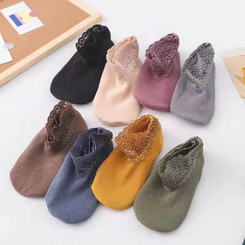 3 Pairs Women Winter Socks Warm Thicken Thermal Soft Solid Color Socks Wool Cashmere Snow Boots Velvet Lace Home Floor Sock New