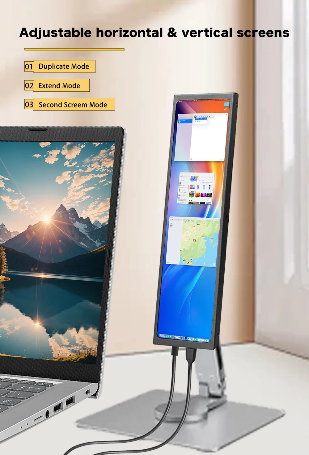 LESOWN  Ʈġ ũ LCD ̵  , 11.3 8.8, 7.9 ġ, 440x1920 IPS, HDMI Ȯ ,   ǻͿ