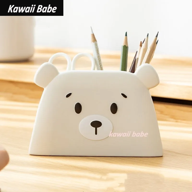 

Office Desk Organizer Pen Pencil Holder Cute Desktop Accessories School Stationery Storage Case lyofes Plastic Box for Desk