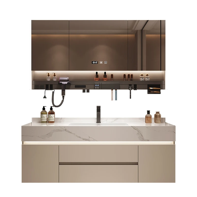 Simple Luxury Bathroom Vanities Washbasin Light Vanity White Bathroom Vanities Vintage Mirror Mobiletto Bagno Home Furniture