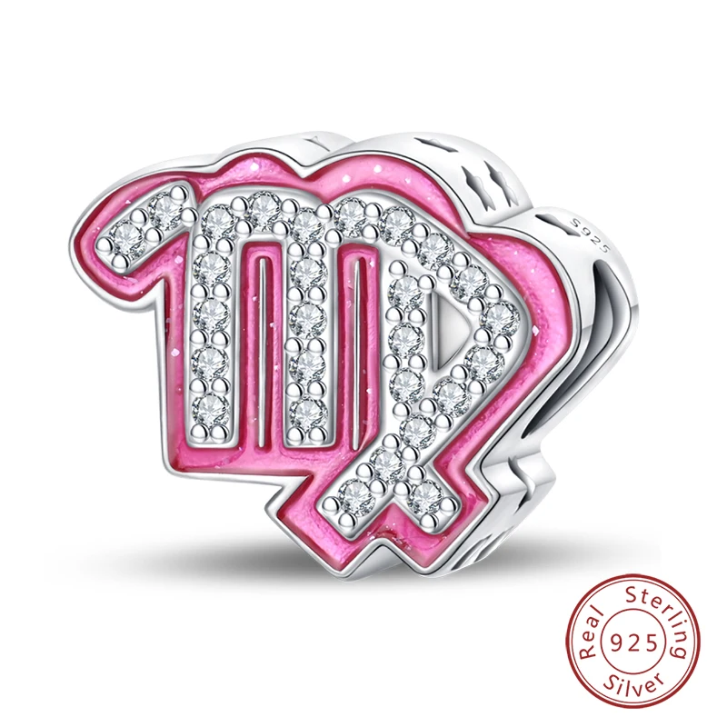 Neue Original 100 % 925 Sterling Silber Zwölf Konstellationen Serie Rosa Charms Perlen Fit Qikaola Armbänder DIY Geburtstag Schmuck – Detail 21