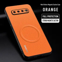 Luxury Car Magnetic Holder Shockproof TPU Silicone Protective Phone Case - Samsung S10 5G (Orange)