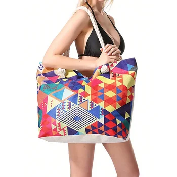 Borse da donna di grande capacità con geometria stile Boho Borse multifunzionali Borse a tracolla Borsa da nuoto Borsa da spiaggia 1