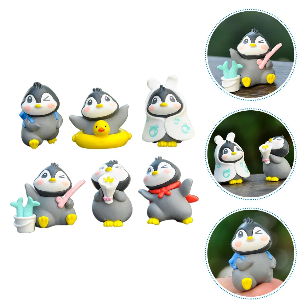 

6 Pcs Penguin Model Decoration Ornaments Baby Toy Mini Toys for Kids Boy Room Statue Pvc Child
