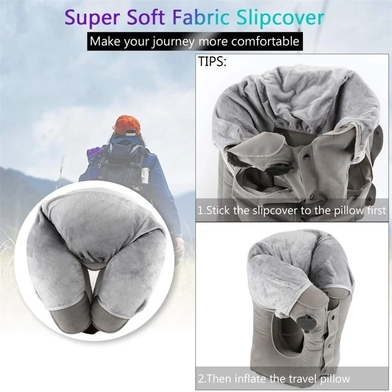 Inflatable Travel Pillow Neck Lumbar Support for Airplane Train