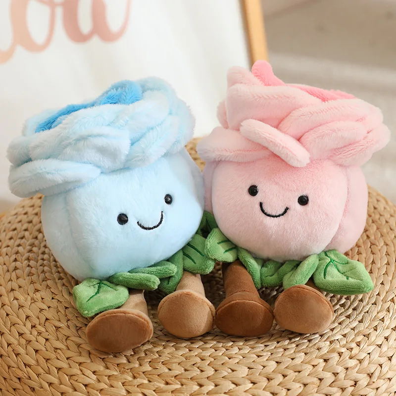 New Plant Series Rose Flower Plush Toys Soft Cartoon Pink Blue White Dolls Home Decor Cute Baby Valentine's Day Gift For Girls