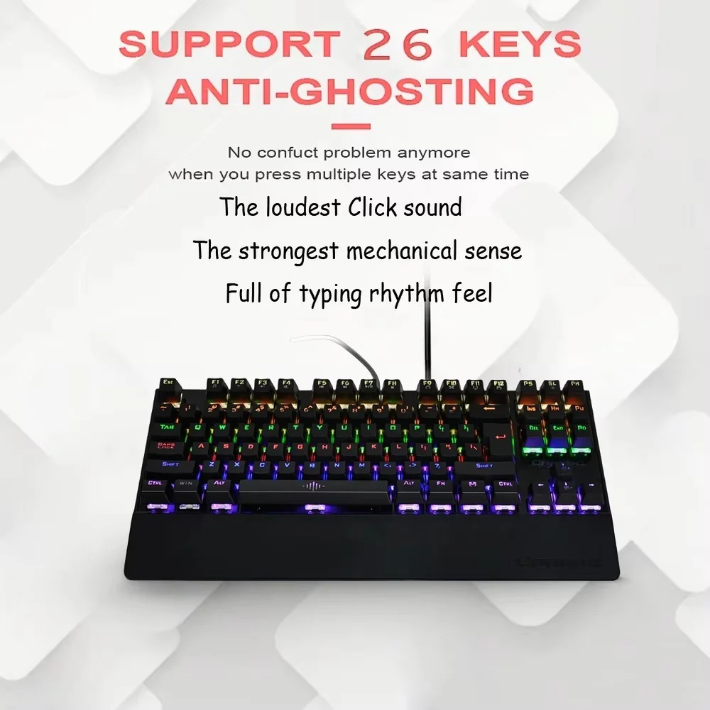Mechanical Keyboard 26-Key Anti-Ghosting RGB Backlight Win-Lock Function Gaming Keyboard with Numeric Keypad