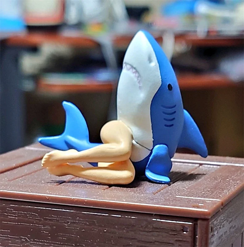 Human Shark Toy Figures Gachapon Toy Shark With Long Legs Human