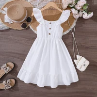 Nouvelle robe blanche à volants pour filles au printemps et en été 1