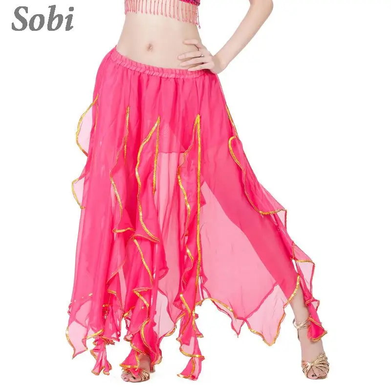 

Women Belly Dance Chiffon Skirt Fashion Irregular Long Skirt Lady Dance Practice Wear Professional Stage Performance Costume