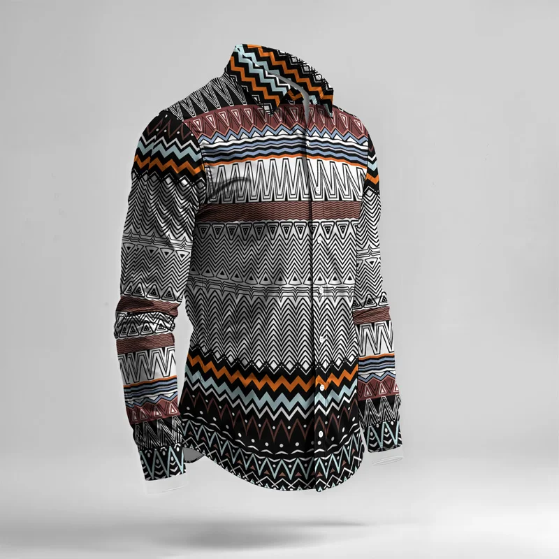 2025 Spring/Summer Fashion Men's Set Printed Simple Long Sleeve Suit Slim Fit Breathable Cotton Blended Casual Wear Resistant Fa_voghion.com