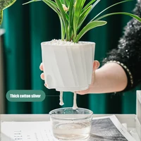 Lazy Hydroponic Flower Pot Automatic Water-Absorbing Flowerpot Transparent Double Layer Plastic Self Watering Planter Office 5