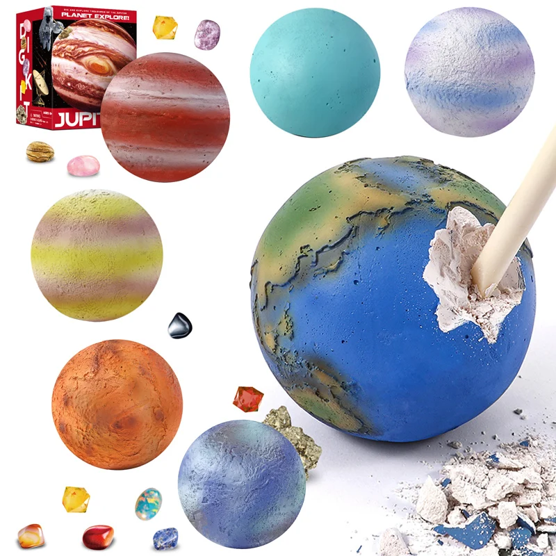 

Planet Explore Dig Kit Solar System Eight Planets Science Exploration Gem Mining Set Archaeological Excavation Kids Puzzle Toy