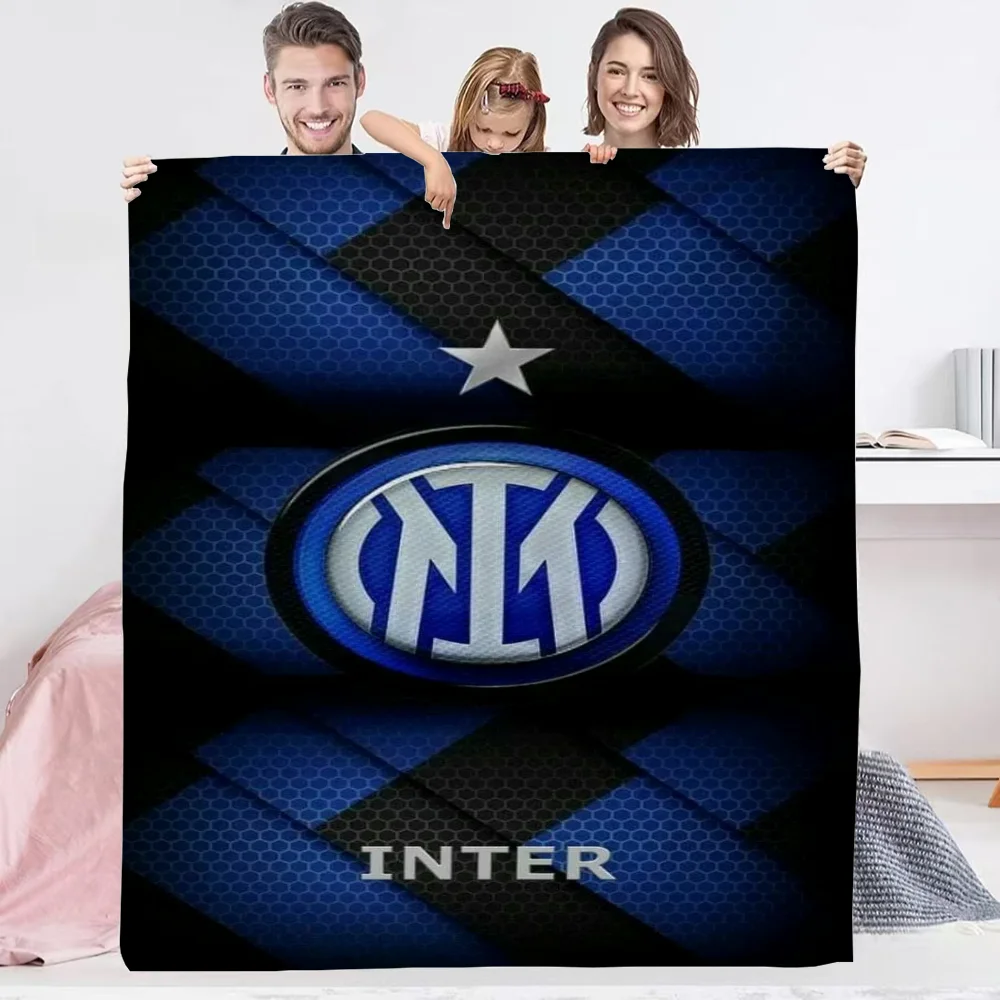 Fur Blanket Bed Inter Milan FC Logo Fluffy Plaid Hairy Blankets for Bed Throw Blankets Sofa Decoration Cobija Blanket King Size 2