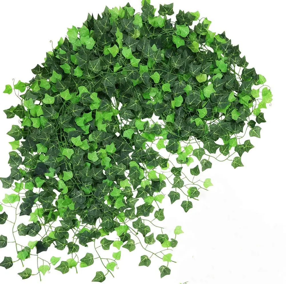 100pcs 1 Piece 2.4M Artificial Ivy Leaf Garland Plants Creeper Green Ivy Wreath Vine Fake Foliage Flowers Home Decoration artificial plants