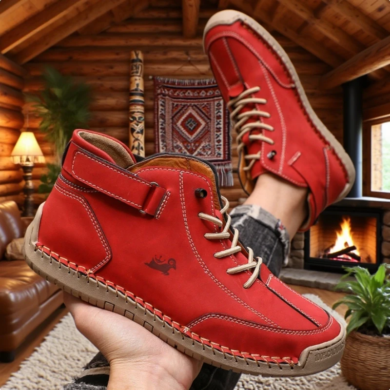 New Handmade Men Boots Casual Men Shoes Design Sneakers 2025 Fashion Man Breathable Soft Sole Flat Shoes Trekking Fall Hot Sale