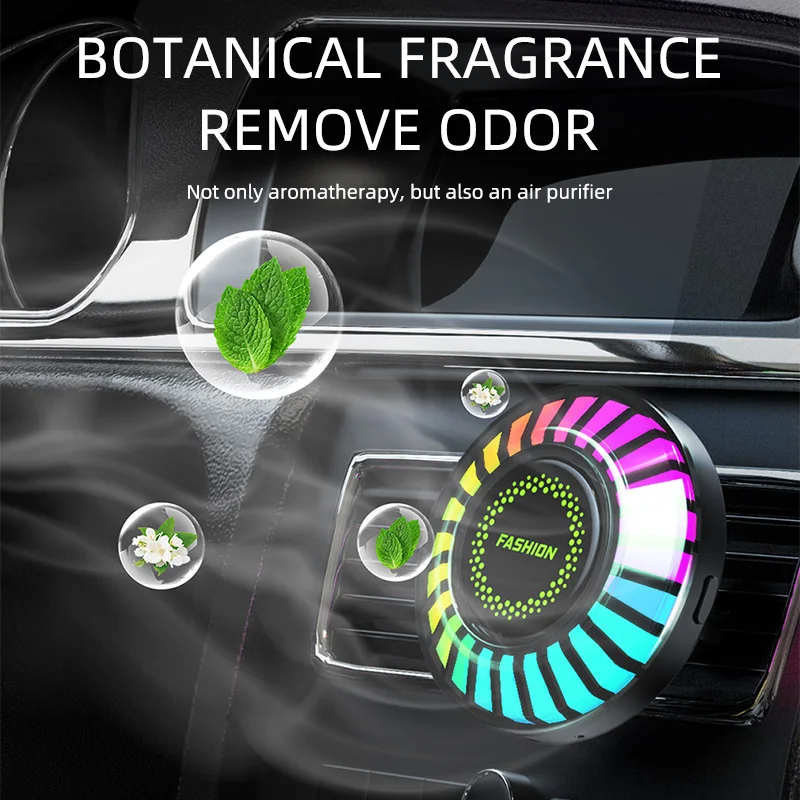 Car Air Freshener with LED Aroma Decorate Atmosphere Fragrance Accessorie  RGB Strip Sound Control Voice Rhythm Light APP Control