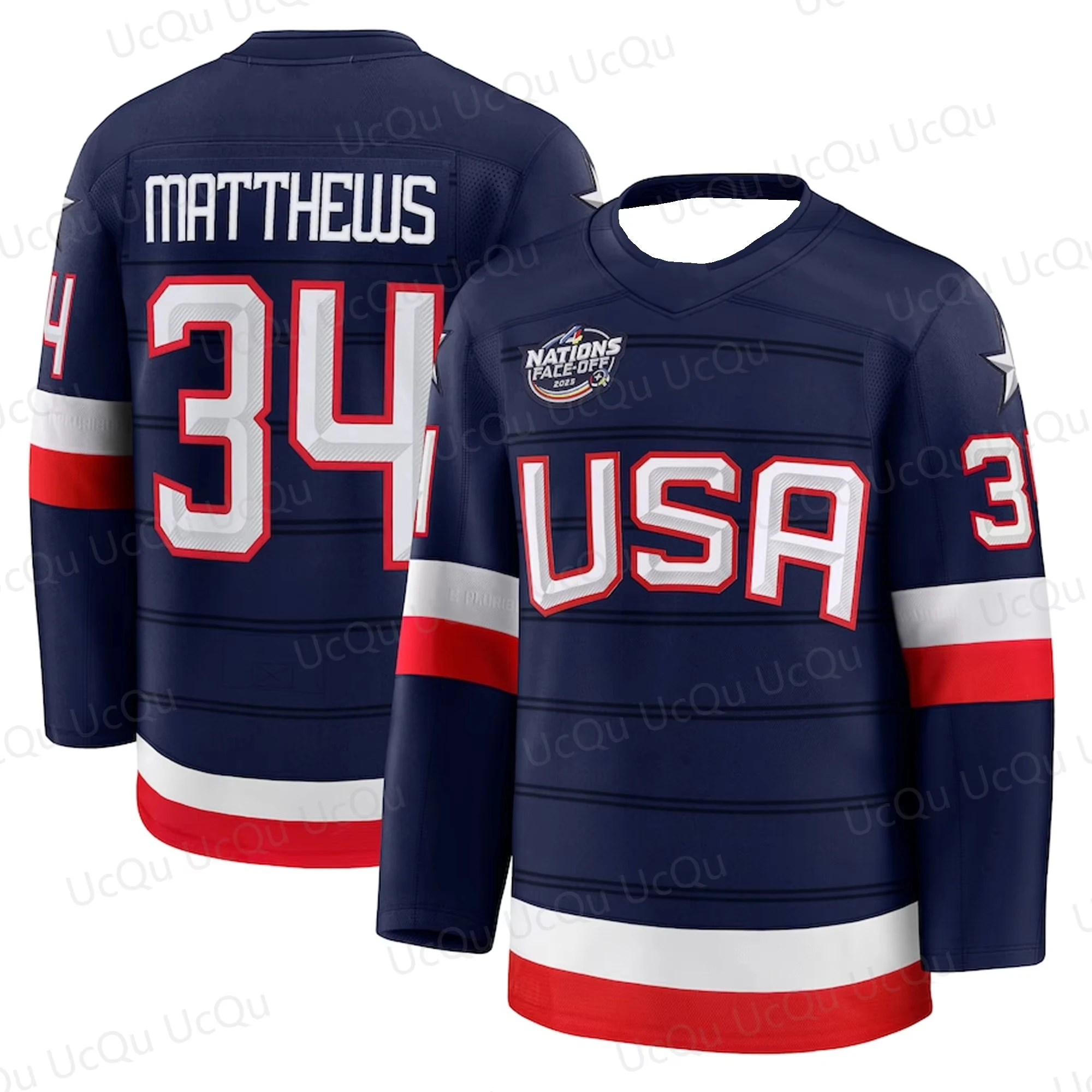 All Stars Auston Matthews USA Ice Hockey 4 Nations Jersey Long Sleeve T-shirt Women And Men's Oversized Sports Tops