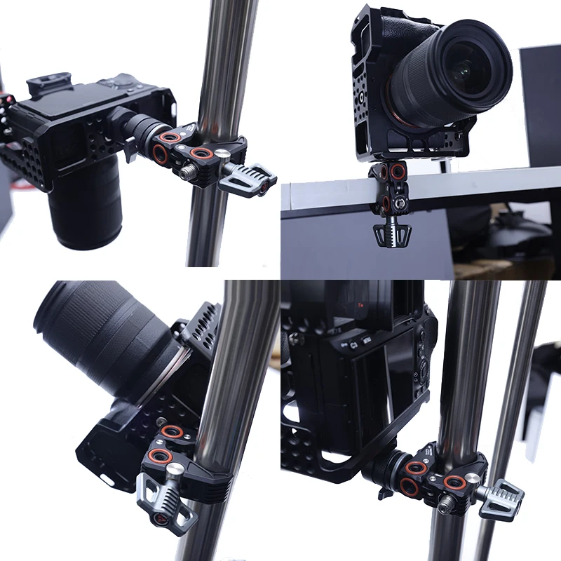 VLOGGER 크랩 클로 클립 DSLR SLR 카메라 매직 암 더블 볼 헤드 유니버설 모니터 브래킷 볼헤드 클램프 슈퍼 홀더 스탠드