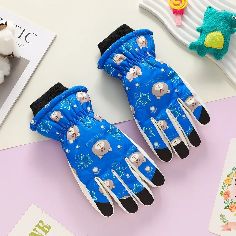 Waterproof Polyester Kids Ski Gloves Warm Winter Mittens