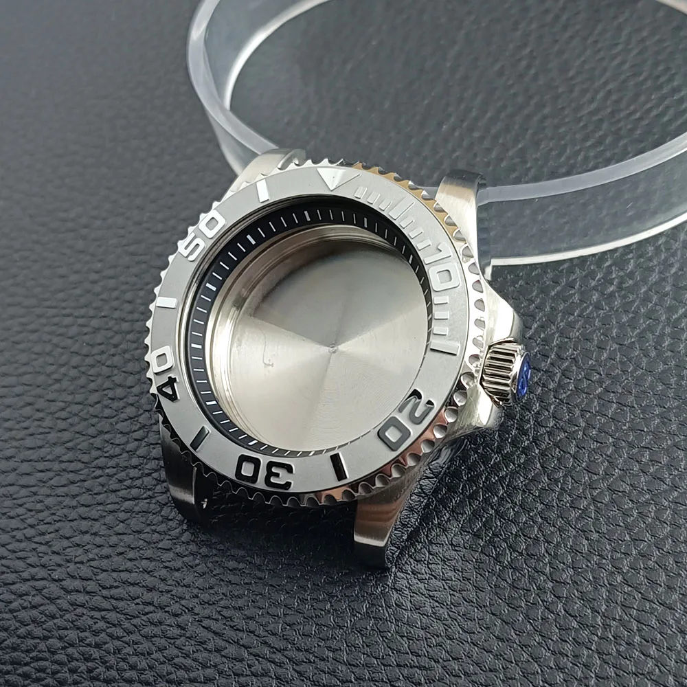 Premium 40.5mm Silvery/Black GMT Steel Watch Case with Sapphire Glass