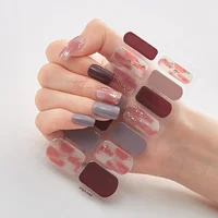 Semi Cured Gel Nails Art Stickers Fashion Solid Color Manicure Decal UV LED Lamp Need Gel Nail Decals Nail Sticker Decoration 2