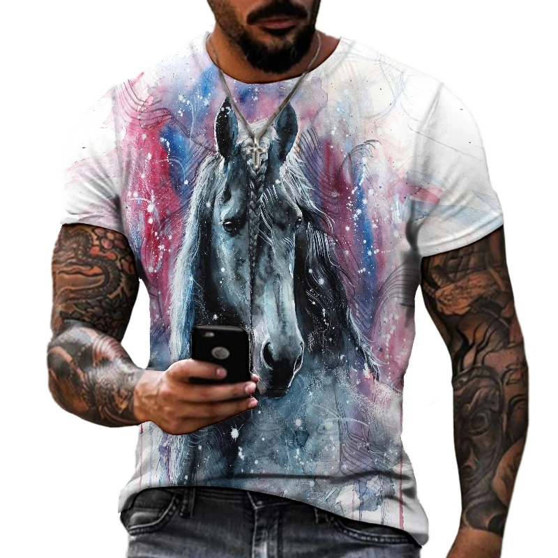 

3D Printing Horse Shirt Unisex Fashion Men/Women Tee Shirt Large Loose O-Neck T-Shirt Casual Short Sleeve T Shirt Horse Clothes