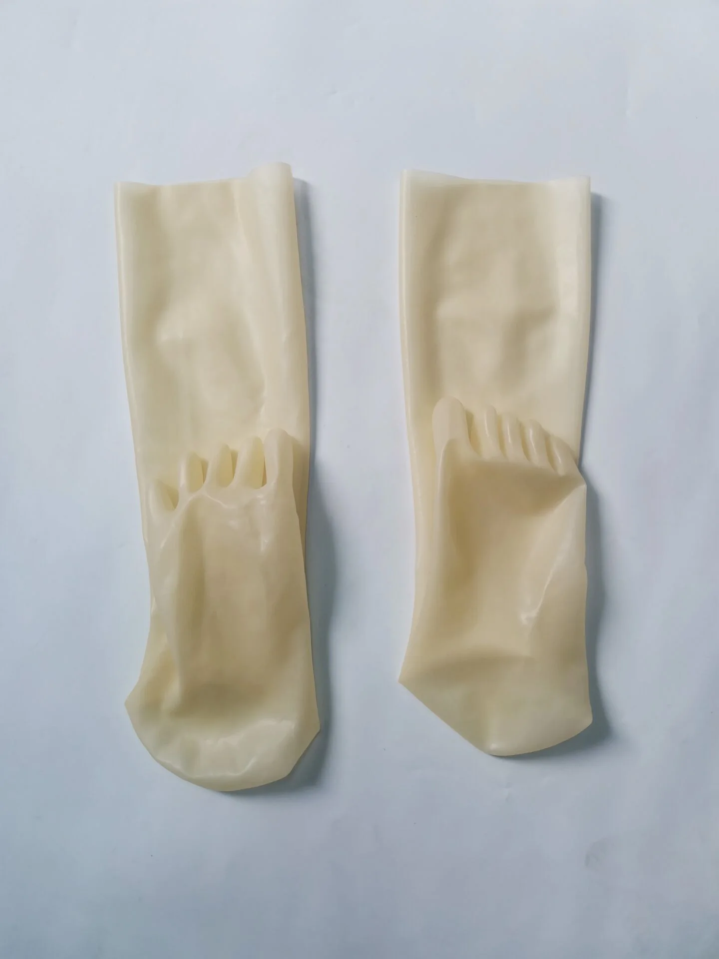 Transparent Latex socks, seamless 3d toe socks tight fit knee stockings 35cm long size M