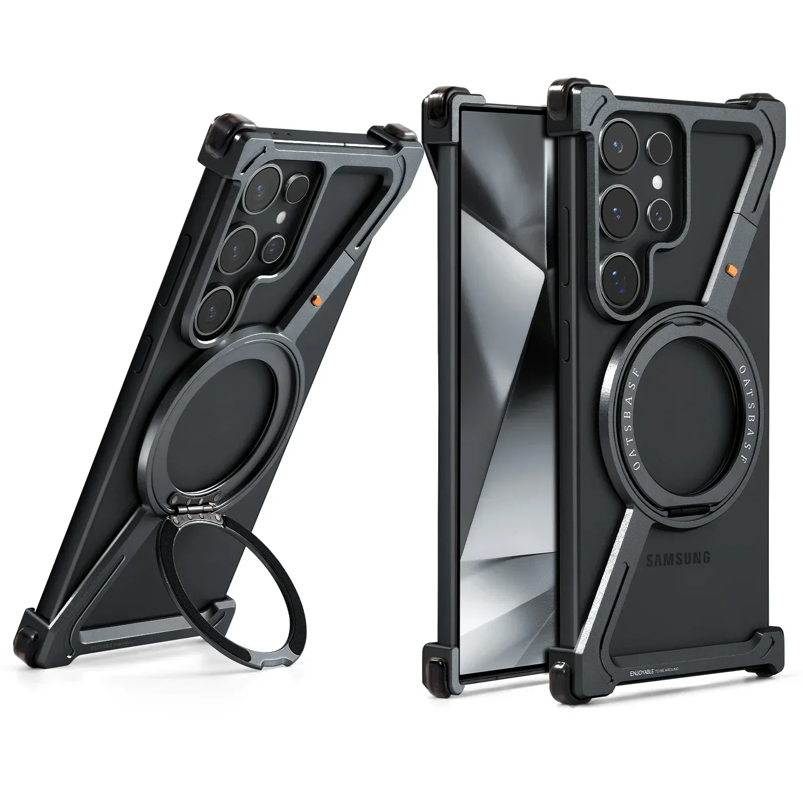 Oatsbasf Ultra-Thin Frameless Magnetic Metal Phone Case with Air Cushion Bumper