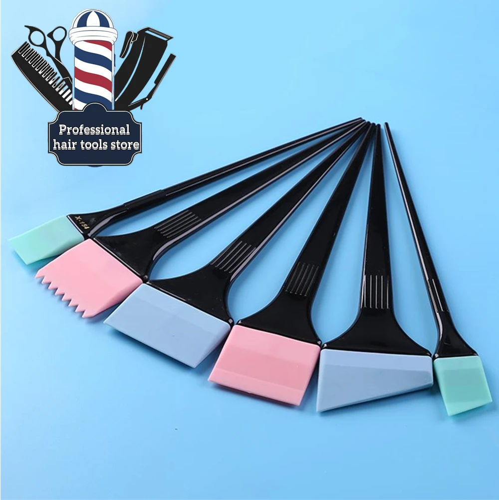 6pcs Hair Dyeing Brushes Suit Silicone Scraper Barber Styling Tool