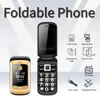 Affordable Retro Flip Cute Phone SOS Dial Speed Dial Big Button Dual Screen Loud Speaker Long Battery Clamshell Mini Size Mobile