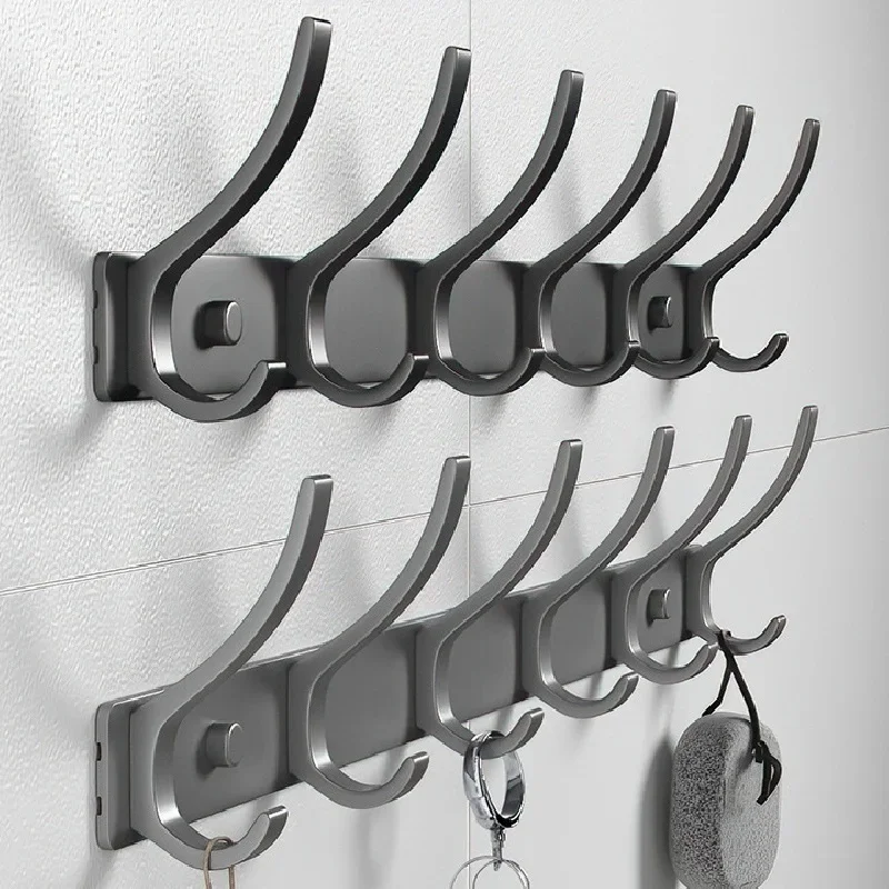 Iron Coat Rack Wall Mount Thickened Space Aluminum Clothe Hook Bathroom Sticky Hook Towel Clothe Wall Hanger Towel Rack self adhesive hooks,wall hanging hook,adhesive hooks