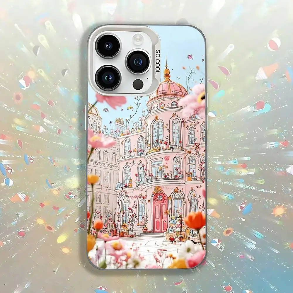 Pink Scenic Motorcycle Car Phone Case - White IMD Matte Finish
