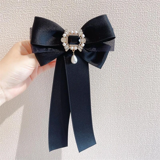 JKQBUX Chic Ribbon Bow brooch Crystal Bow Tie Brooch Neck Tie for Working  Party Accessories Pre-Tied for Girl Women : Clothing, Shoes & Jewelry 
