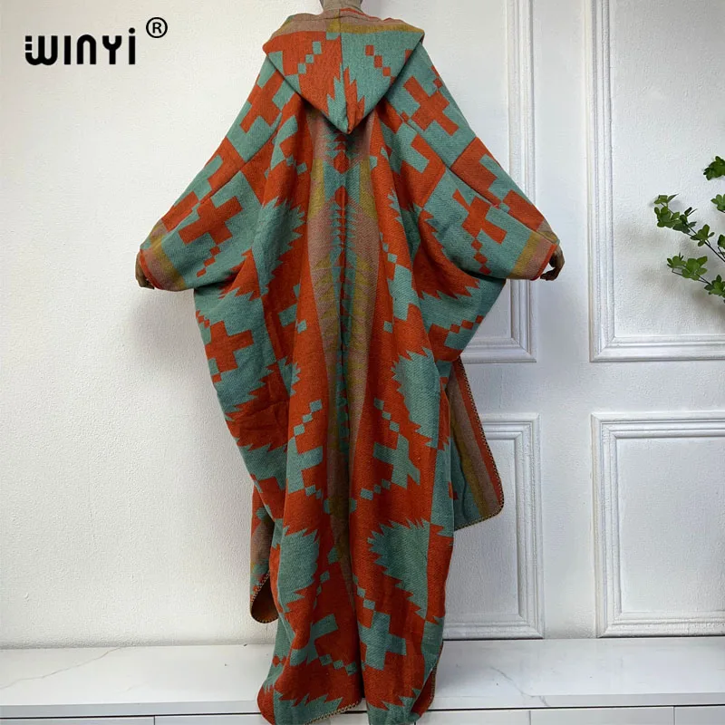 de inverno, Abaya Coats femininos, vestido poncho,