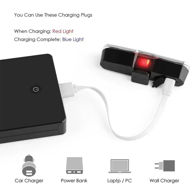 Bike Rear Tail Light 560 MAh Bicycle Lights Memory Mode Rainbow LED Warning Rech
