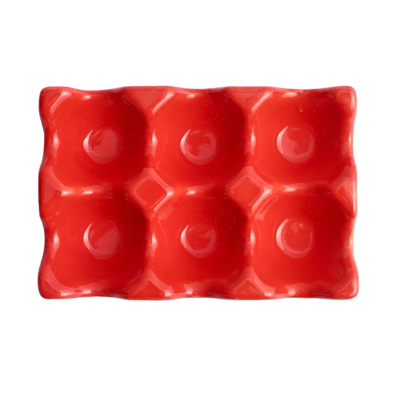 Six-compartment Egg Storage Tray Rectangular Ceramic Grid Egg Storage Oven Mold Refrigerator Container Kitchen Utensils ceramic egg storage tray