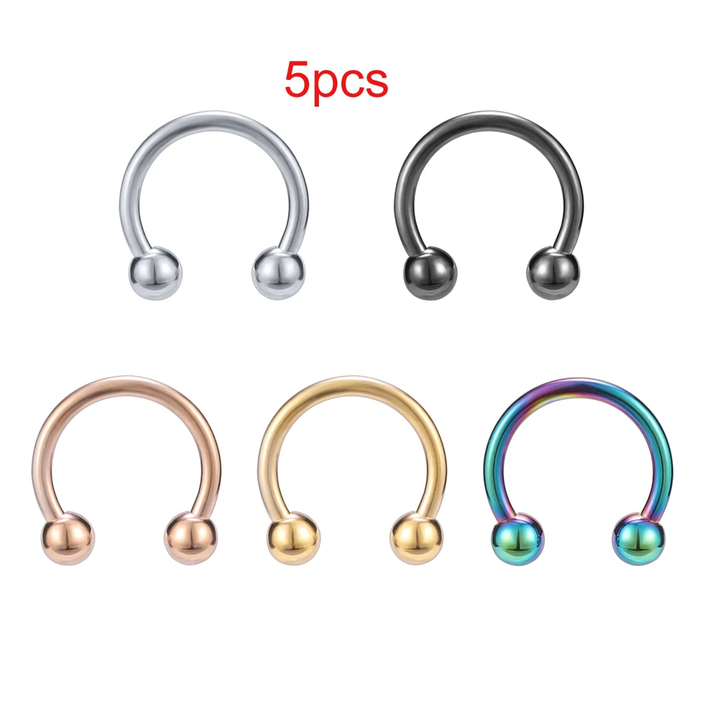 Piercing au nez,Rose gold10MMEnsemble de 5 Piercings de nez en acier