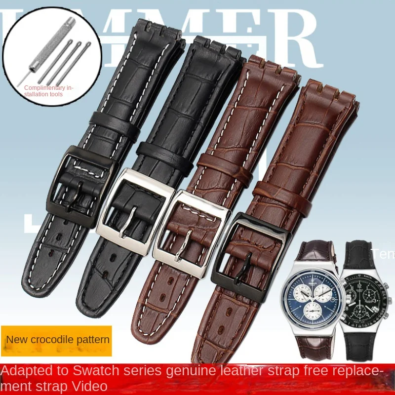 Genuine Leather Watch Strap with Steel Buckle in Multiple Colors